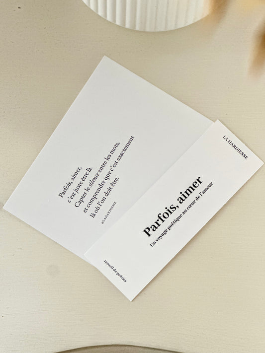 Détail des deux recueils Parfois aimer I et II dans le coffret Saint-Valentin La Hardiesse