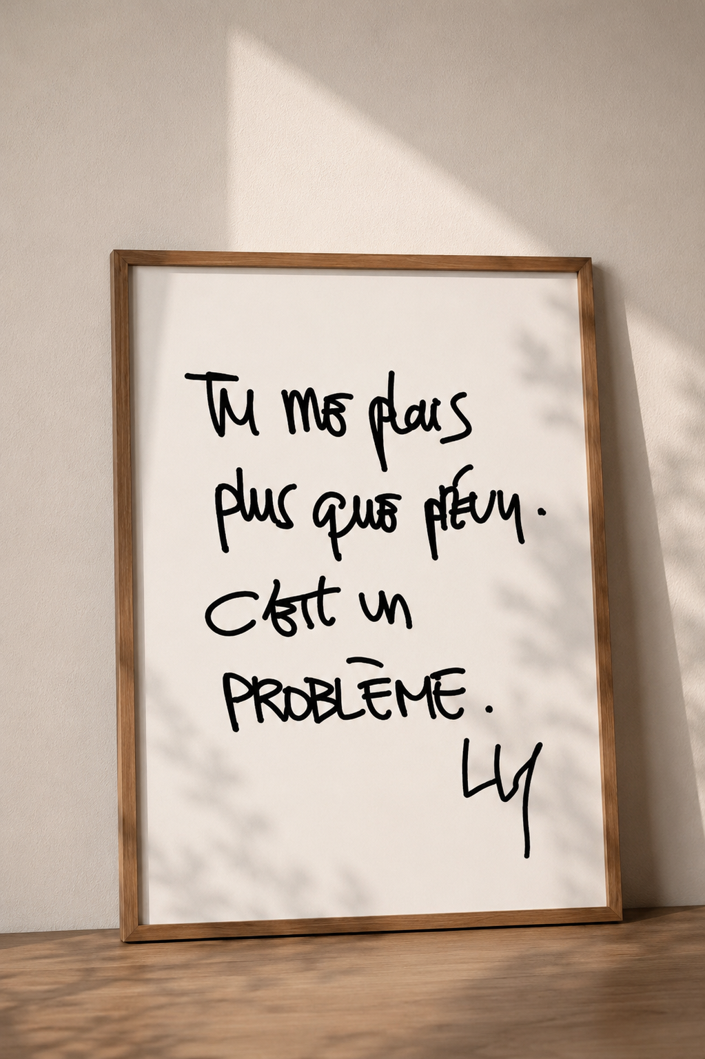 Tu me plais plus que prévu — Œuvre manuscrite
