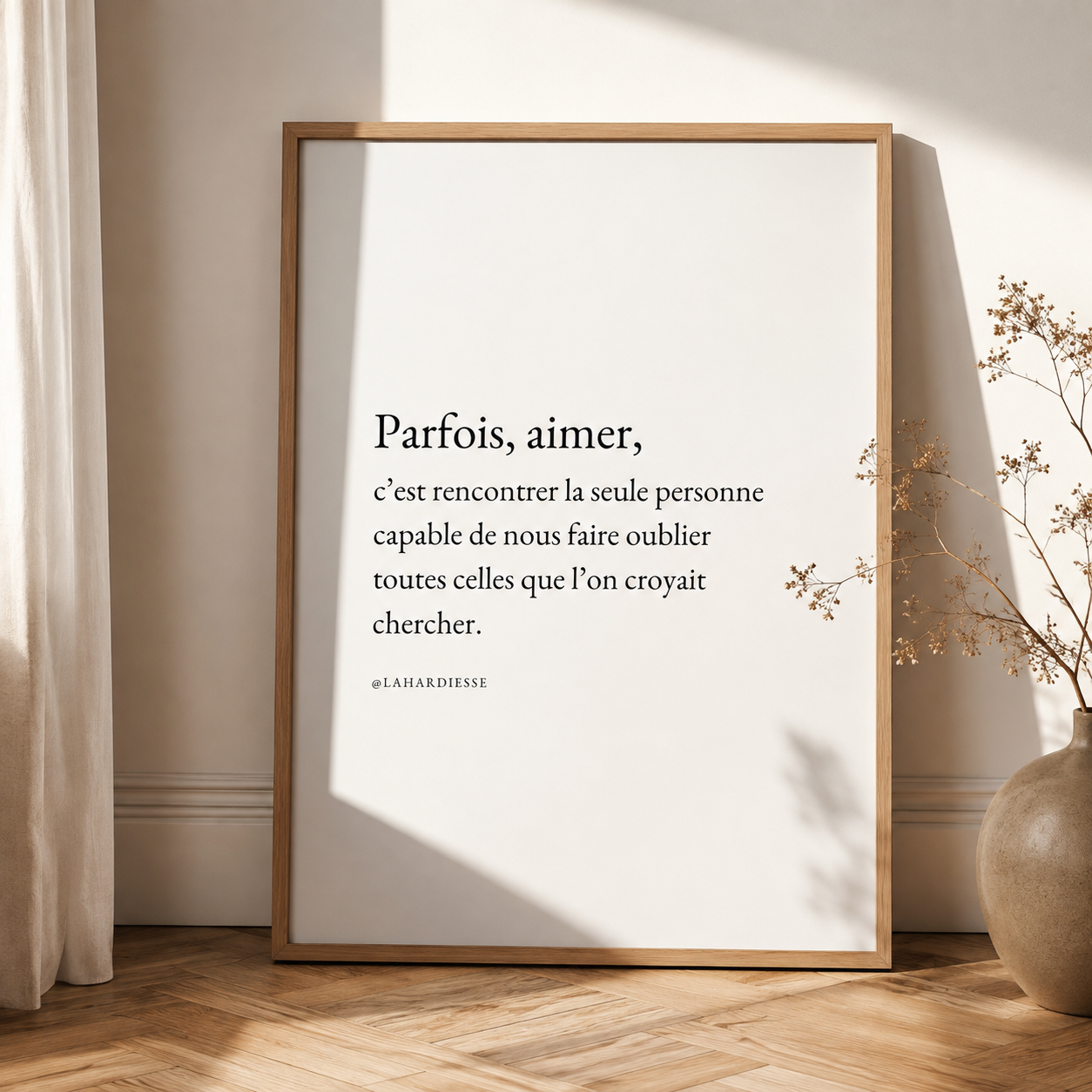 Parfois, aimer, c’est rencontrer la seule personne — Affiche poétique