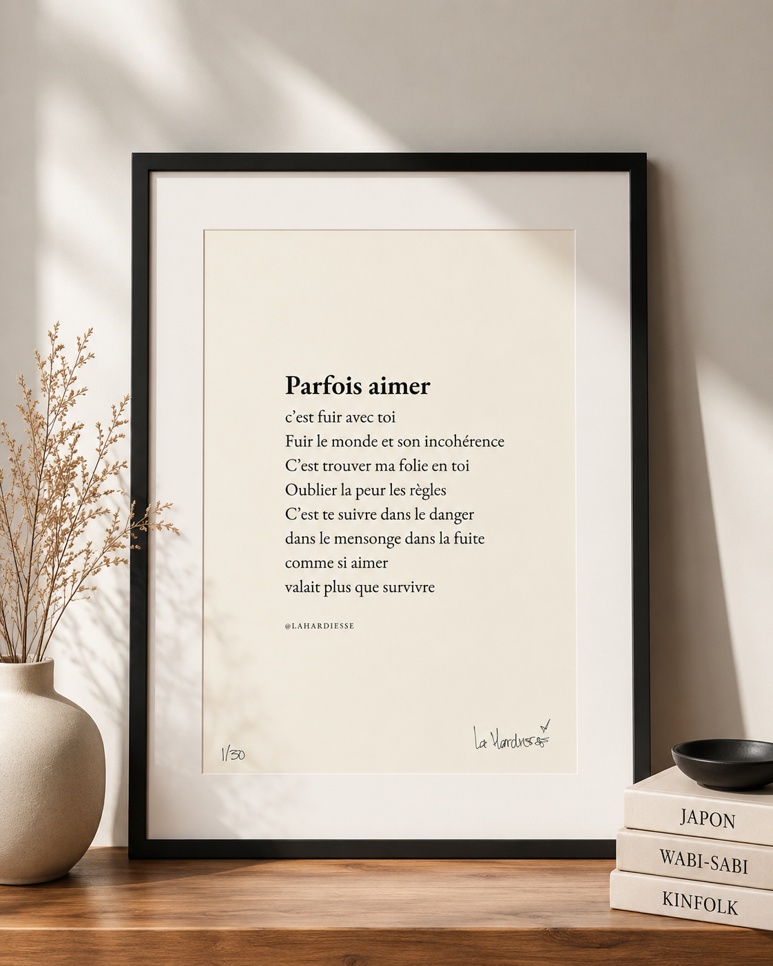 Parfois, aimer, c’est fuir avec toi — Affiche poétique | Édition limitée