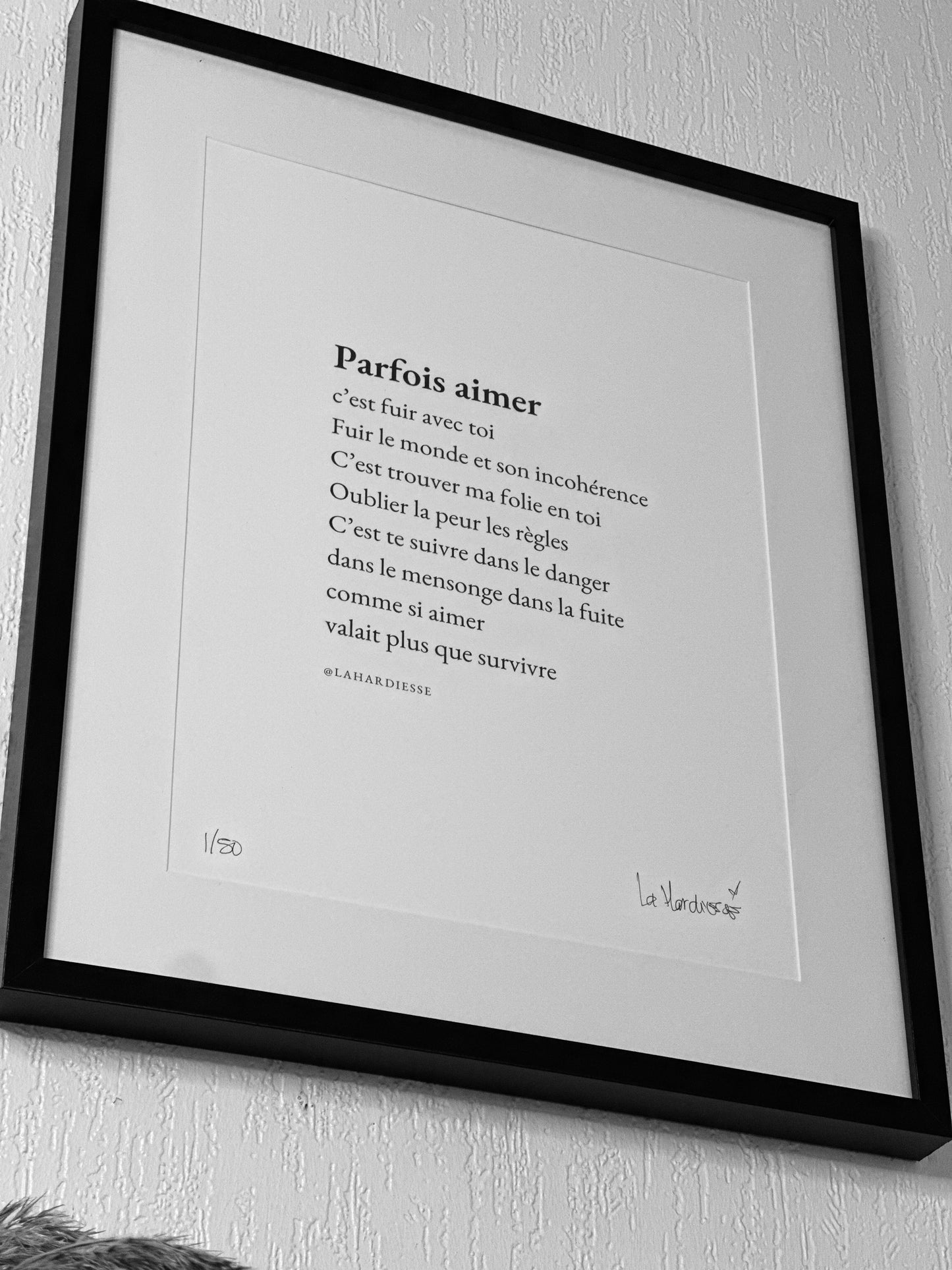 Affiche poétique “Parfois aimer, c’est fuir avec toi” – A3