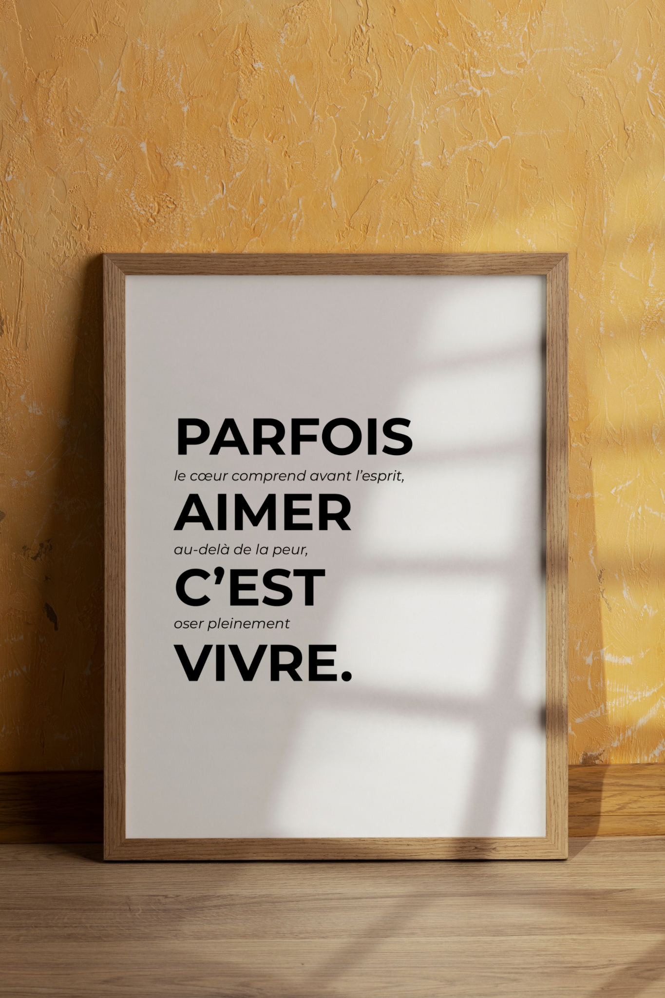 Affiche poétique Parfois aimer c'est vivre A3, citation inspirante typographie minimaliste, La Hardiesse